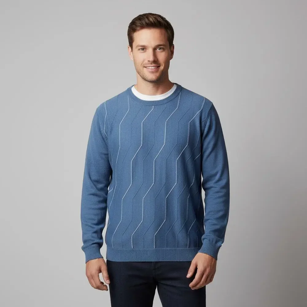 Vintage St. Croix Shop Coogi Style Pullover Sweater Cozy Knit Mens Sz Large Blue